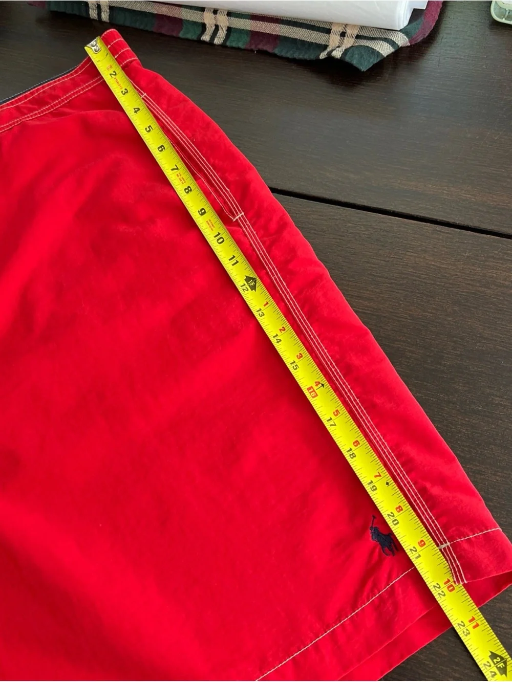 VTG Polo Ralph Lauren Red Cargo Swim Trunk Board Shorts White Stitching Mens 2XB